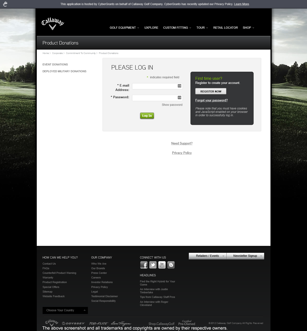 
                Callaway Golf Form Page - http://www.callawaygolf.com