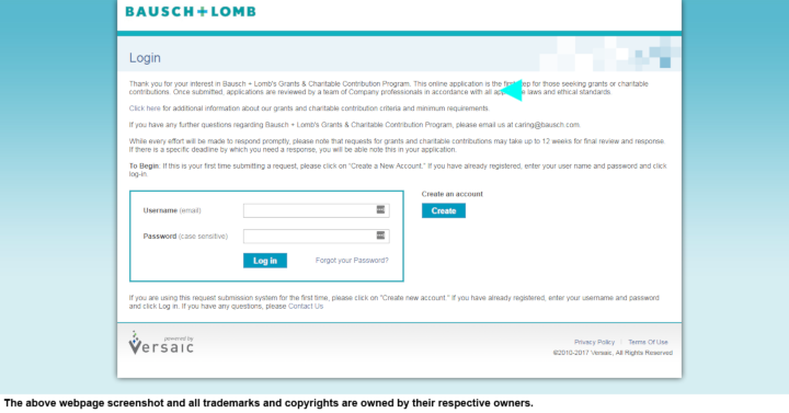 
                Bausch + Lomb donation info and form. http://www.bausch.com