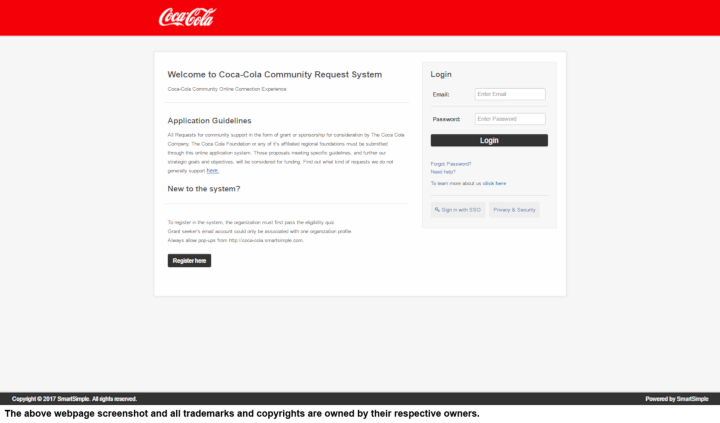 
                Coca-Cola donation info and form. http://www.coca-colacompany.com