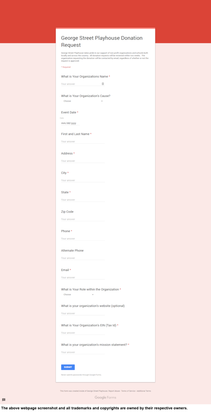 
                George Street Playhouse donation info and form. https://georgestreetplayhouse.org