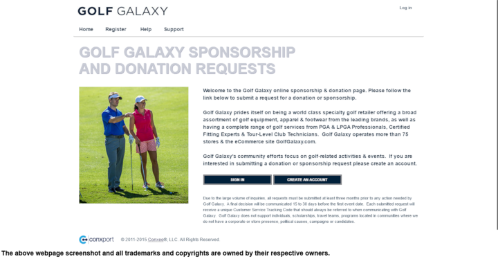 
                Golf Galaxy donation info and form. http://golfgalaxy.com