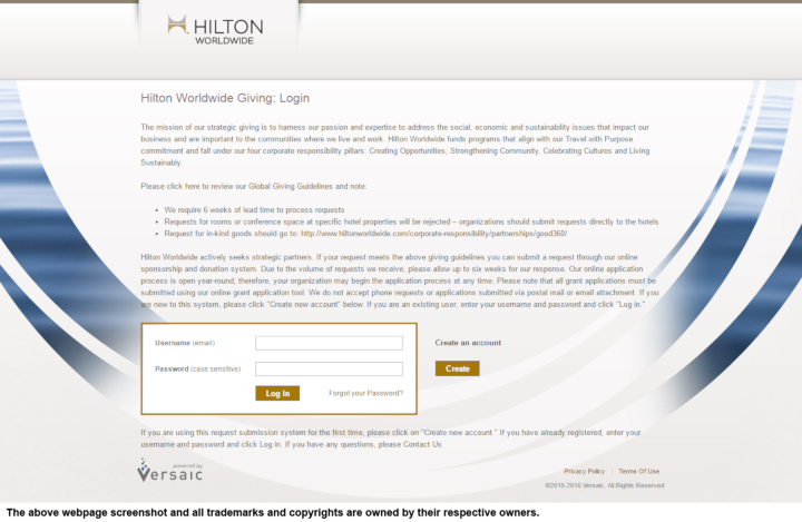 
                Hilton Worldwide donation info and form. http://www.hiltonworldwide.com