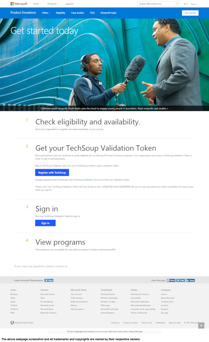 
                Microsoft donation info and form. https://www.microsoft.com