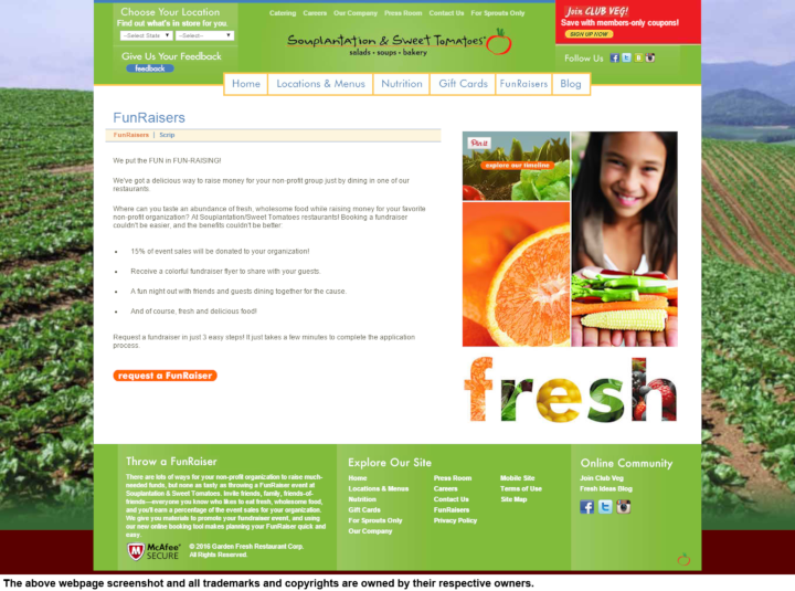 
                Souplantation & Sweet Tomatoes donation info and form. http://www.souplantation.com